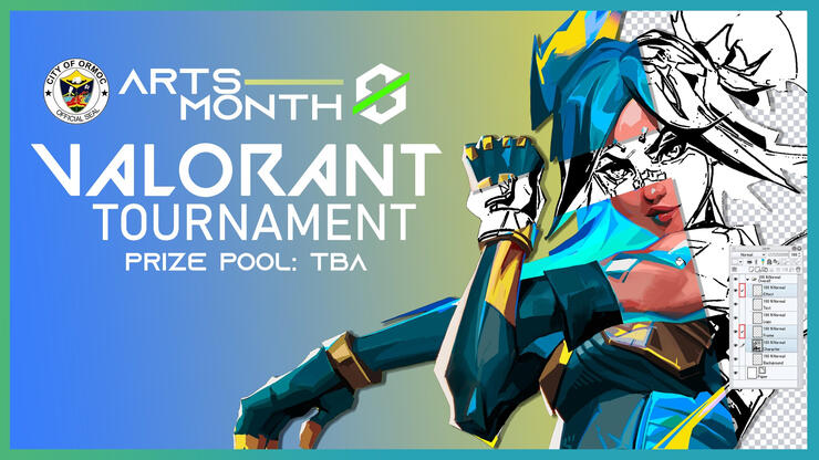 Ormoc City Arts Month 2022 Valorant Tournament - Online and print banner layout